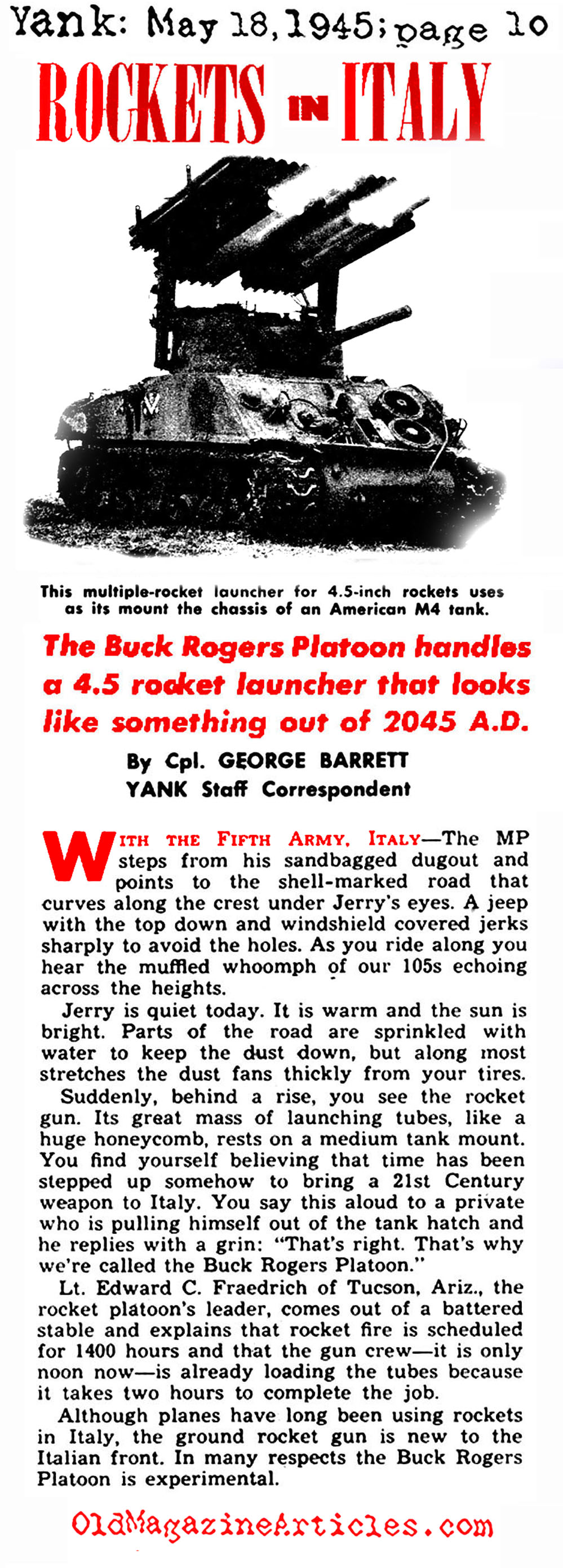 The American 4.5 Multiple Rocket Launcher (Yank Magazine, 1945)